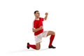 Happiness football player after goal Royalty Free Stock Photo