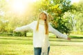 Happiness girl enjoment nature Royalty Free Stock Photo