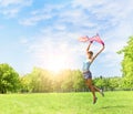 Happiness girl jumping Royalty Free Stock Photo