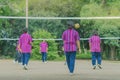 Happiness group of teenage friends playing volleyball Royalty Free Stock Photo