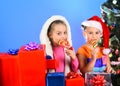 Happiness and holidays concept. Girls have winter holidays Royalty Free Stock Photo