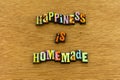 Happiness homemade joy fun love home letterpress Royalty Free Stock Photo
