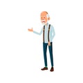 happiness mature adult man talking with sales manager in store cartoon vector