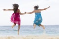 Happiness Mother and Girl Jumping Royalty Free Stock Photo