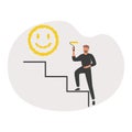 Happiness and positive thinking, optimism or motivation to live happy life concept, happy boy climb Royalty Free Stock Photo