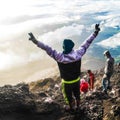 Happiness after reaching top of Kerinci Mountain , Jambi, Indonesia Royalty Free Stock Photo