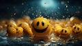 Happiness in simple things World smile day Cheerful emoticons, laughter joy smiles, good mood enjoyment fun