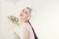 Happiness. Woman happy retro style Royalty Free Stock Photo