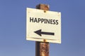 Happiness word and arrow signpost 2