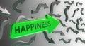 Happiness Word On green Arrow