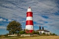 Happisburgh lighthouse situtated in Norfolk in beautiful autumnal sunshine