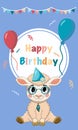 Happy Birthday Card with Adorable Sheep Royalty Free Stock Photo