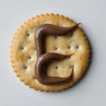 E Letter Design Made from Chocolate on a Cookie Chip with White Background Royalty Free Stock Photo