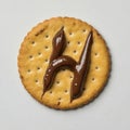 H Letter Design Made from Chocolate on a Cookie Chip with White Background Royalty Free Stock Photo