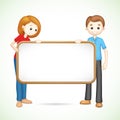 Happy 3d Couple in Vector holding Placard