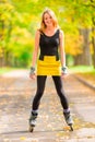 Happy active girl plays sports in park Royalty Free Stock Photo