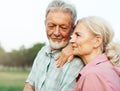 woman man outdoor senior couple happy lifestyle retirement together smiling love fun elderly active vitality nature Royalty Free Stock Photo