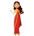 Happy admiration indian woman throwing up her hands vector isolated