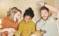 Happy, adoption and interracial family relaxing, playing and bonding together in their home. Happiness, love and Royalty Free Stock Photo