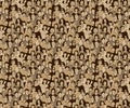 Happy adult crowd people beige seamless pattern