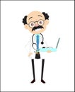 Happy Adult Doctor with Medical Equipment in Hand Vector