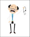 Happy Adult Doctor Showing Stethoscope Vector