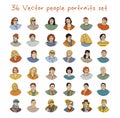 Happy adult vector people potraits icon set