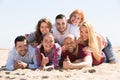 Happy adults at beach