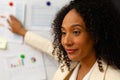 Happy african american casual businesswoman making presentation in office Royalty Free Stock Photo