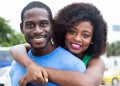 Happy african american couple outdoor in the city