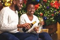 Happy african american couple toasting New Year`s Eve Royalty Free Stock Photo