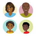 Happy african american family avatars