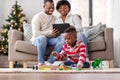 happy african american family on christmas at home Royalty Free Stock Photo