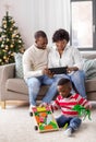 happy african american family on christmas at home Royalty Free Stock Photo