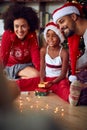 Happy African American Family at  Christmas Royalty Free Stock Photo