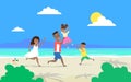 Happy african american family having fun playing at the beach .summer vacation Royalty Free Stock Photo