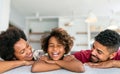 Happy african american family having fun time at home. Family people love happiness concept Royalty Free Stock Photo