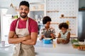 Happy african american family having fun time at home. Family people love happiness concept Royalty Free Stock Photo