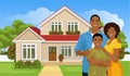 Happy African American family and house 2 Royalty Free Stock Photo