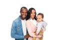 happy african american family with one child smiling at camera Royalty Free Stock Photo