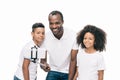 happy african american family taking selfie with smartphone Royalty Free Stock Photo