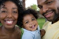 Happy African American family with their baby. Royalty Free Stock Photo