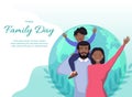 Happy African American family of three members: parents,their son. Lovely cartoon characters.Vector illustration Royalty Free Stock Photo