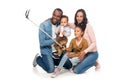 happy african american family with two kids taking selfie with smartphone Royalty Free Stock Photo