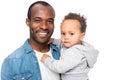 happy african american father holding cute little child and smiling at camera Royalty Free Stock Photo