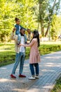 happy african american father holding daughter on shoulders Royalty Free Stock Photo