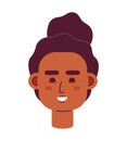 Happy african american female semi flat vector character head