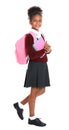 Happy African-American girl in school uniform