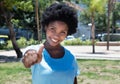 Happy african american girl showing thumb Royalty Free Stock Photo