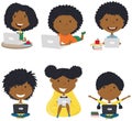 Happy African-American girls with laptops